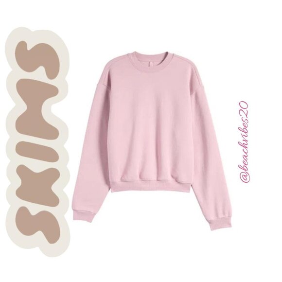 SKIMS Cotton Blend Fleece Classic Crew Sweatshirt Cherry Blossom Small NWOT - Picture 4 of 4